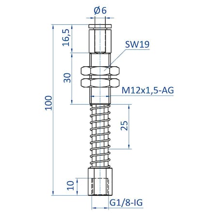 Fipa Spring leveler, torsionally rigid, travel = 25 mm, G1/8-female 50.056